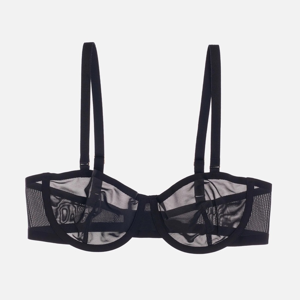 Sexy Black Mesh Balconette Bra